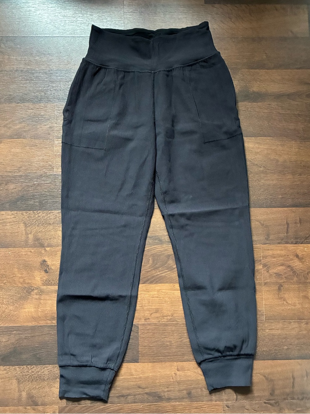 Salutation Ribbed Black Jogger Pants